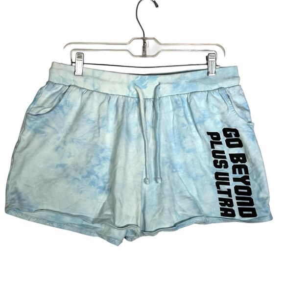 Hot Topic My Hero Academia Blue Tie Dye Sweat Shorts Cotton Women XL Drawstring - Picture 1 of 5